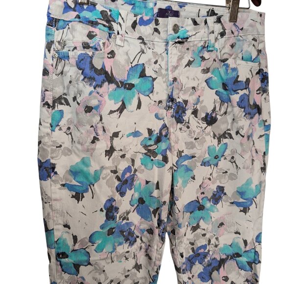 NYDJ Alisha Fitted Ankle White Jeans Floral Print Size 12 - Picture 3 of 6